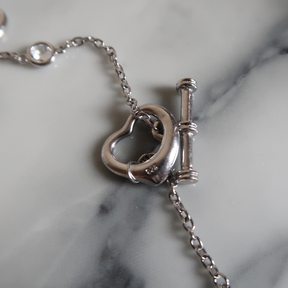 Sterling silver heart cubic zirconia necklace - Picture 2 of 4